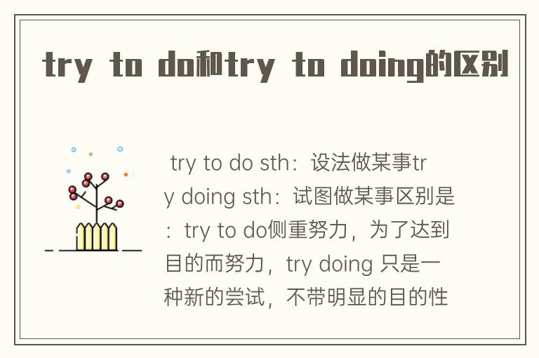 try to do和try to doing的区别